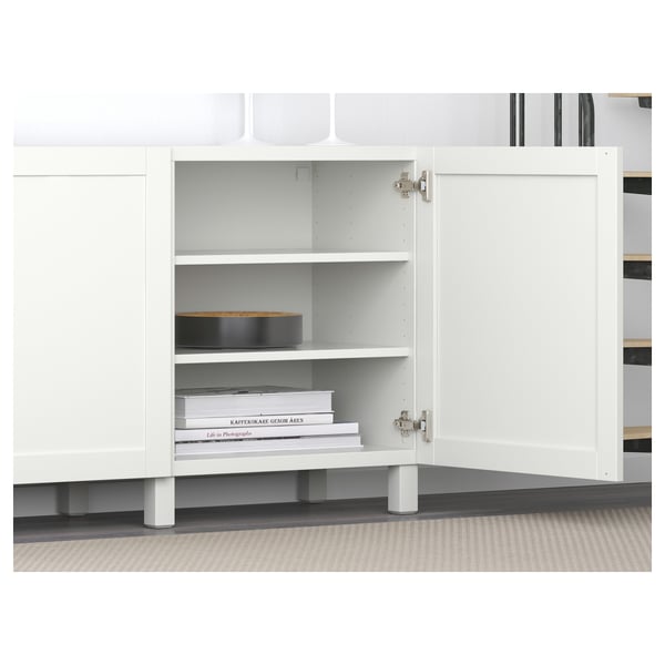 BESTÅ storage combination with doors, white/Hanviken/Stubbarp white, 180x42x74 cm