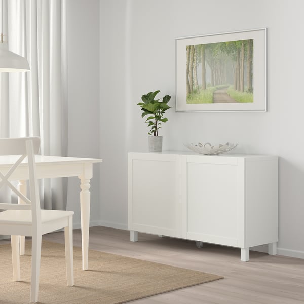 BESTÅ storage combination with doors, white/Hanviken/Stubbarp white, 120x42x74 cm