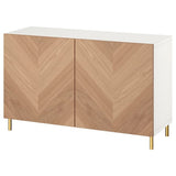 BESTÅ storage combination with doors, white/Hedeviken/Ösarp oak veneer, 120x42x74 cm