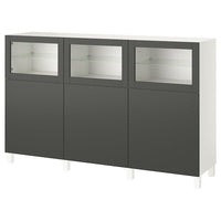 BESTÅ storage combination with doors, white Lappviken/Sindvik dark grey, 180x42x112 cm