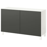 BESTÅ storage combination with doors, white/Lappviken/Stubbarp dark grey, 120x42x74 cm