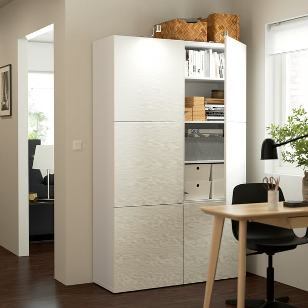 BESTÅ storage combination with doors, white/Laxviken white, 120x42x193 cm
