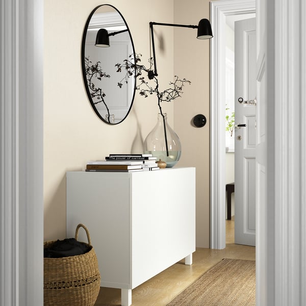 BESTÅ storage combination with doors, white/Laxviken/Stubbarp white, 120x42x74 cm