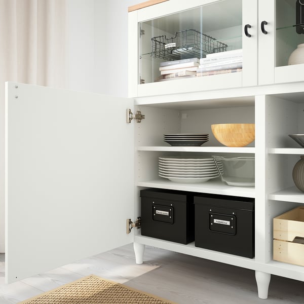 BESTÅ storage combination with doors, white/Sutterviken/Kabbarp white clear glass, 180x42x114 cm