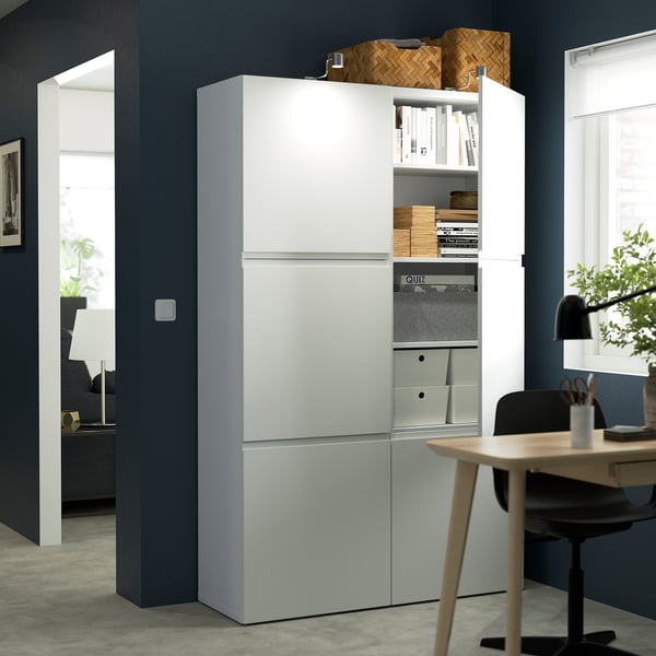 BESTÅ storage combination with doors, white/Västerviken white, 120x42x193 cm