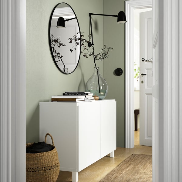 BESTÅ storage combination with doors, white/Västerviken/Stubbarp white, 120x42x74 cm