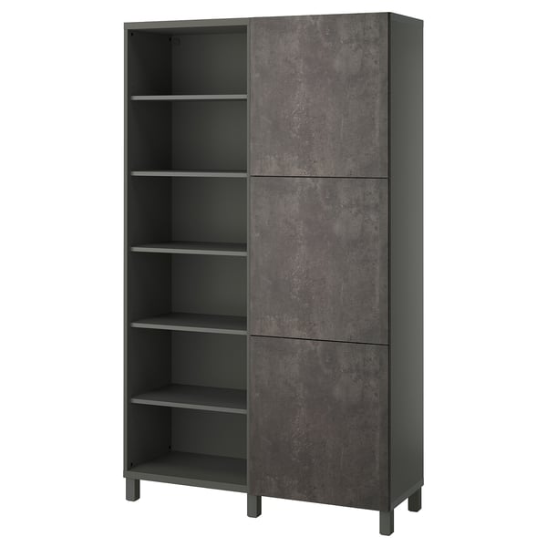 BESTÅ storage combination with doors, dark grey/Kallviken/Stubbarp dark grey, 120x42x202 cm