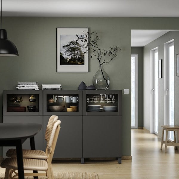 Ikea BESTÅ - Storage combination with doors, dark grey Lappviken/Sindvik dark grey, 180x42x112 cm