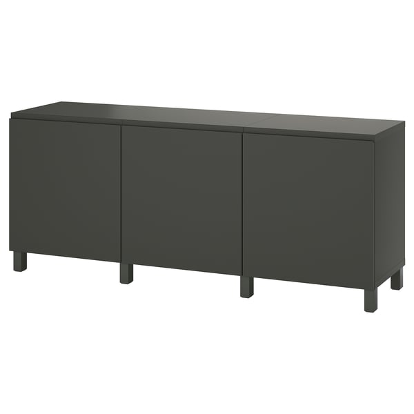 BESTÅ storage combination with doors, dark grey/Västerviken/Stubbarp dark grey, 180x42x74 cm