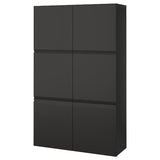 BESTÅ storage combination with doors, black-brown/Hammarsmed anthracite, 120x42x193 cm
