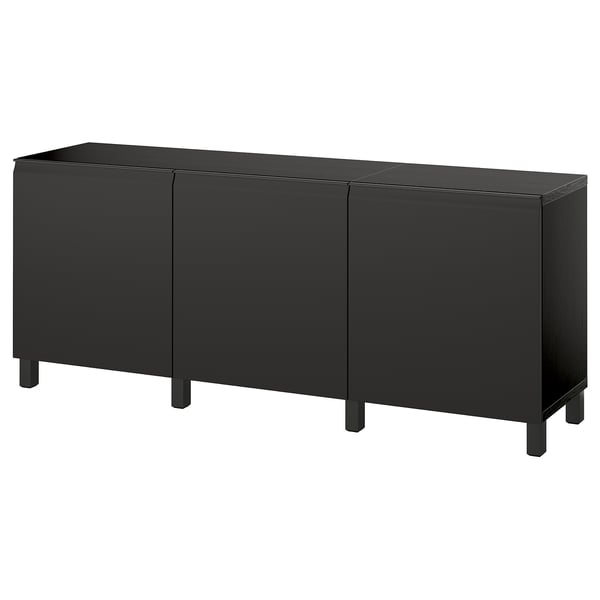 BESTÅ storage combination with doors, black-brown/Hammarsmed/Stubbarp anthracite, 180x42x74 cm