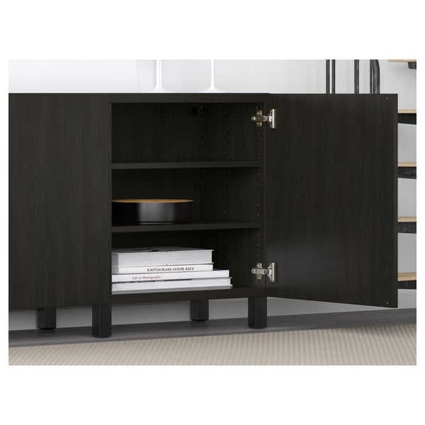 BESTÅ storage combination with doors, black-brown/Lappviken/Stubbarp black-brown, 180x42x74 cm