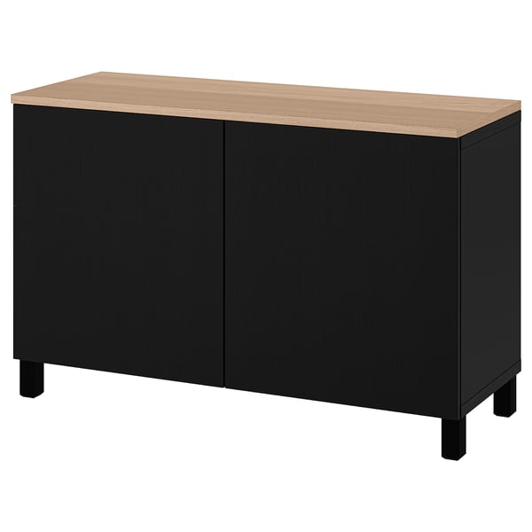 BESTÅ storage combination with doors, black-brown/Lappviken/Stubbarp black-brown, 120x42x76 cm