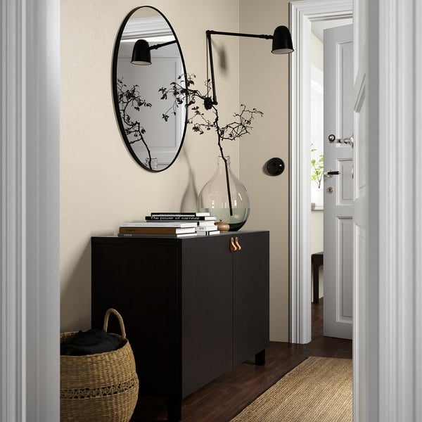 BESTÅ storage combination with doors, black-brown/Lappviken/Stubbarp black-brown, 120x42x74 cm