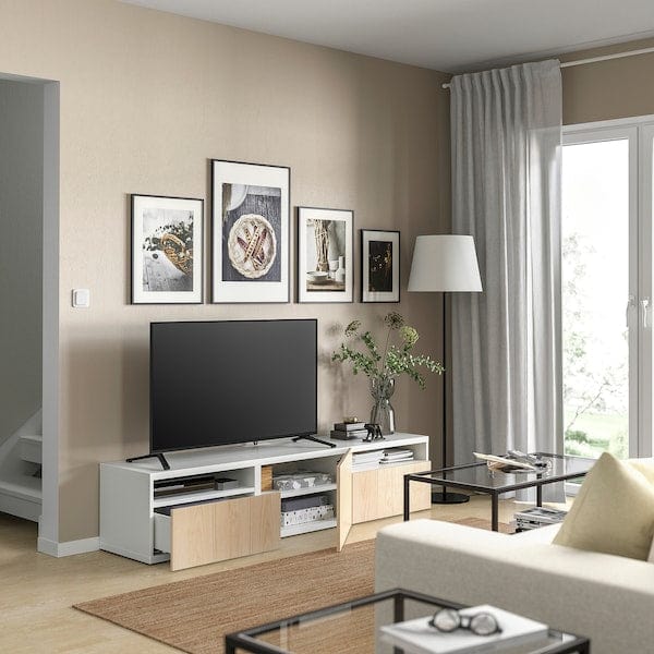Ikea BESTÅ - TV cabinet, white/Fänrik ash,180x42x39 cm