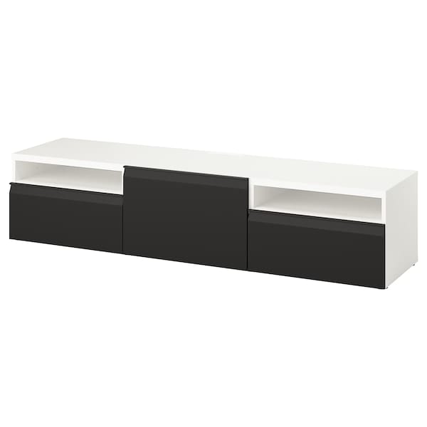 Ikea BESTÅ - TV bench, white/Hammarsmed anthracite, 180x42x39 cm