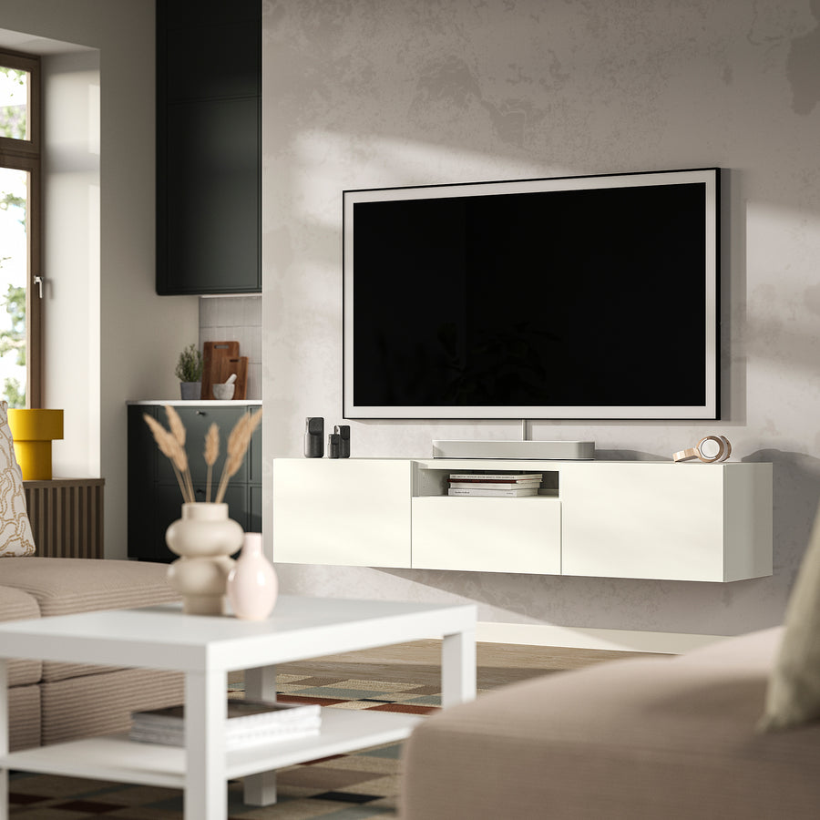 BESTÅ TV bench, white/Lappviken white, 180x42x39 cm