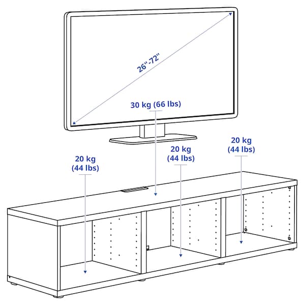 BESTÅ TV bench, white, 180x40x38 cm