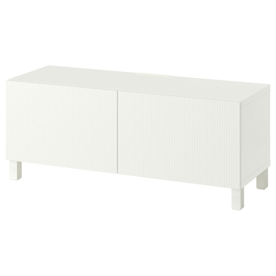 BESTÅ TV bench with doors, white/Förvaltare white, 120x42x48 cm