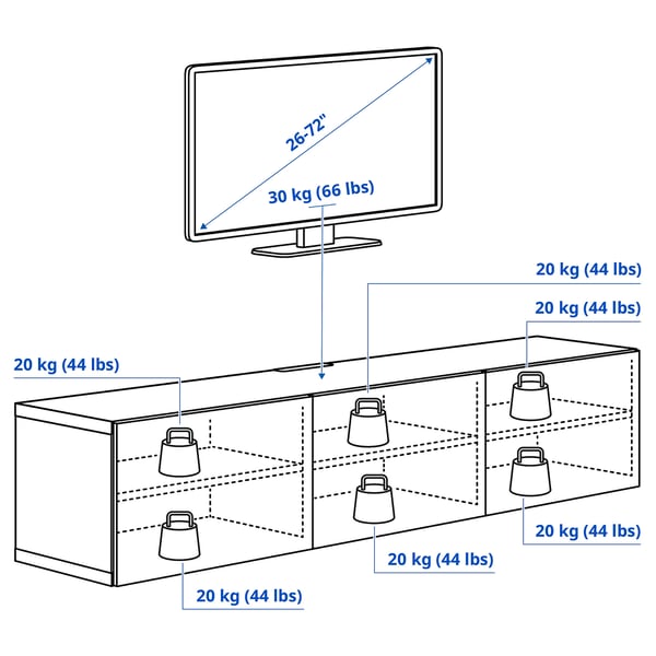 BESTÅ TV bench with doors, white/Krukmakare beige, 180x42x38 cm