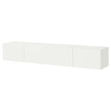 BESTÅ TV bench with doors, white/Lappviken white, 240x42x38 cm
