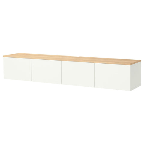 BESTÅ TV bench with doors, white/Lappviken white, 240x42x40 cm