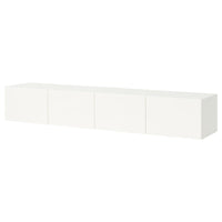 BESTÅ TV bench with doors, white/Selsviken high-gloss white, 240x42x38 cm
