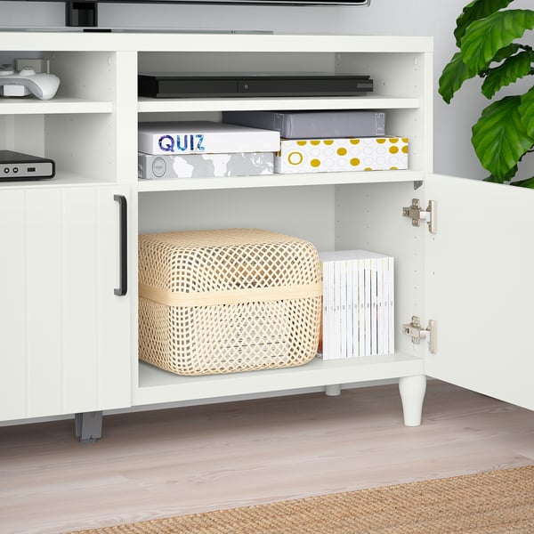 BESTÅ TV bench with doors, white/Sutterviken/Kabbarp white, 120x42x74 cm