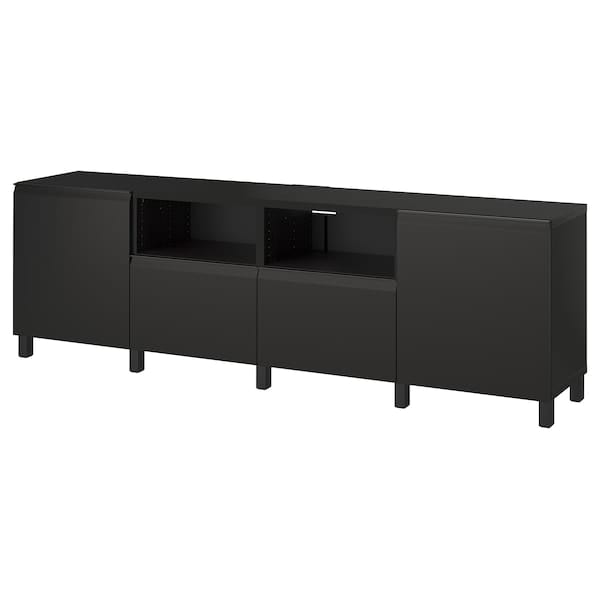 Ikea BESTÅ - TV bench with doors and drawers, black-brown/Hammarsmed/Stubbarp anthracite, 240x42x74 cm