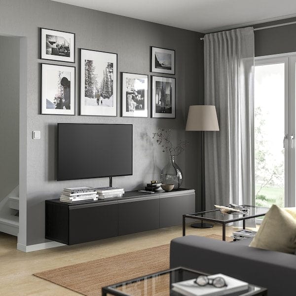 Ikea BESTÅ - TV bench with doors, black-brown Hammarsmed/anthracite, 180x42x38 cm