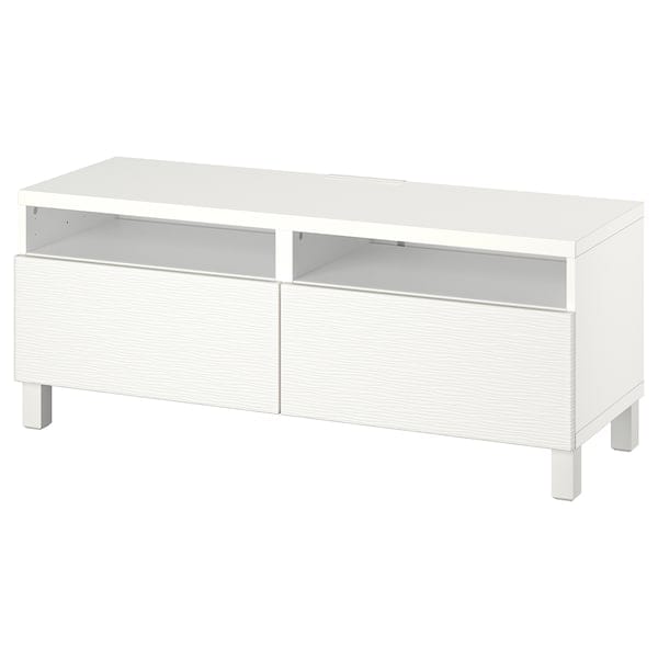 Ikea BESTÅ - TV bench with drawers, white/Laxviken/Stubbarp white, 120x42x48 cm