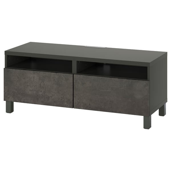 BESTÅ TV bench with drawers, dark grey/Kallviken/Stubbarp dark grey, 120x42x48 cm