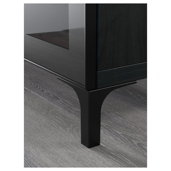 BESTÅ TV bench with drawers, black-brown/Selsviken/Nannarp high-gloss/beige clear glass, 180x42x74 cm