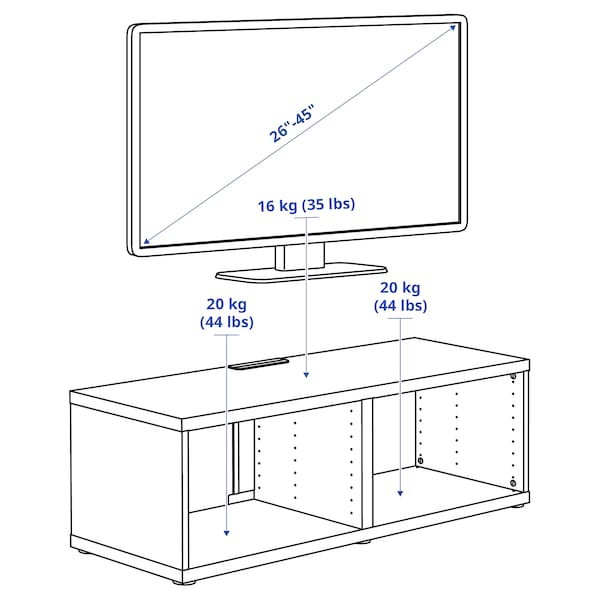 BESTÅ TV bench, white stained oak effect, 120x40x38 cm