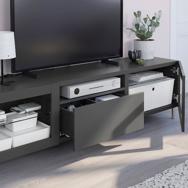 Ikea BESTÅ - TV bench, dark grey Lappviken/Sindvik dark grey, 180x42x48 cm