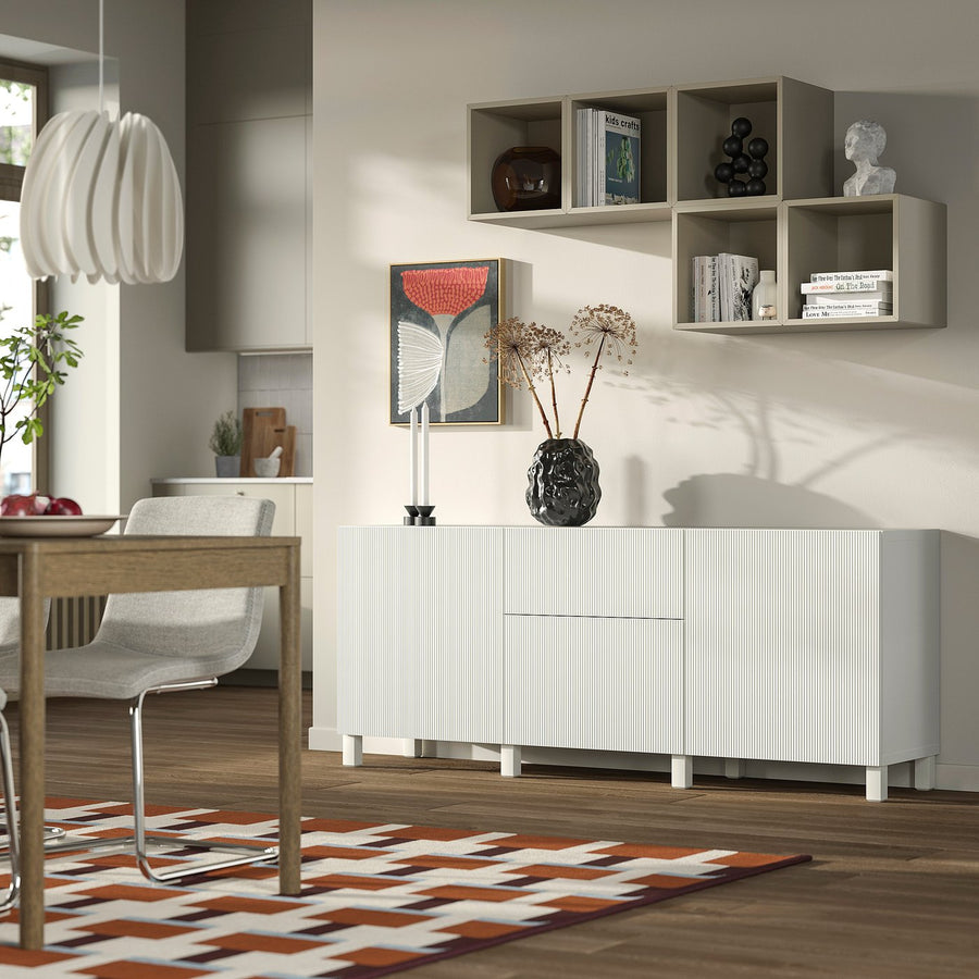 BESTÅ storage combination with drawers, Förvaltare white/Stubbarp white, 51x74x32.5 cm