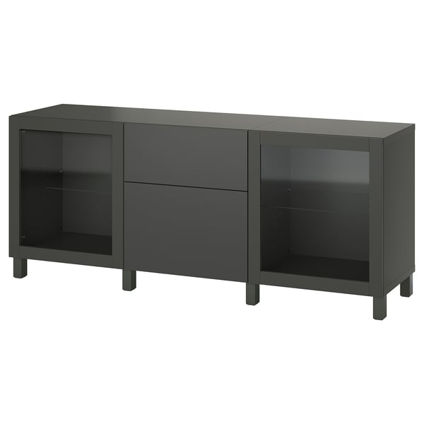 BESTÅ storage combination with drawers, dark grey Lappviken/Sindvik/Stubbarp dark grey, 180x42x74 cm