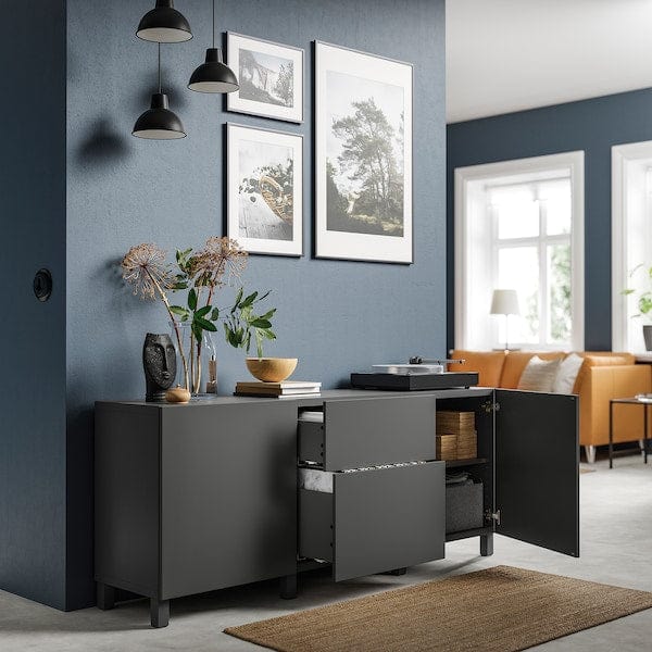 Ikea BESTÅ - Storage combination with drawers, dark grey/Lappviken/Stubbarp dark grey, 180x42x74 cm