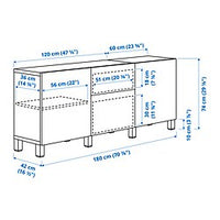 BESTÅ storage combination with drawers, Laxviken white/Selsviken high-gloss/white, 180x42x74 cm