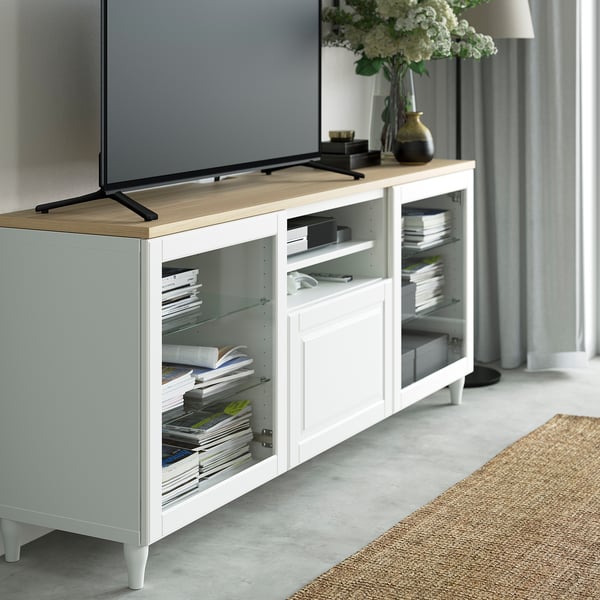 BESTÅ top panel for TV, oak veneer, 180x42 cm