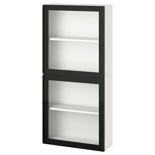 Ikea BESTÅ - Wall cabinet with 2 doors, white/Fällsvik anthracite, 60x22x128 cm