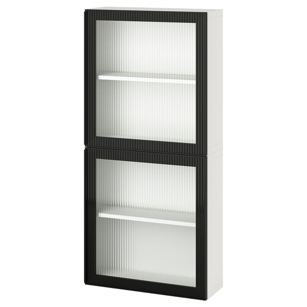 BESTÅ wall cabinet with 2 doors, white/Fällsvik anthracite, 60x22x128 cm