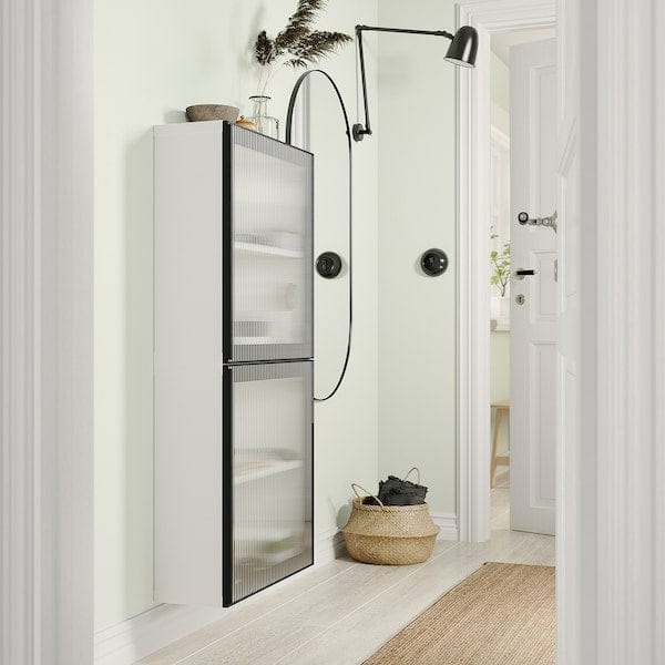 Ikea BESTÅ - Wall cabinet with 2 doors, white/Fällsvik anthracite, 60x22x128 cm