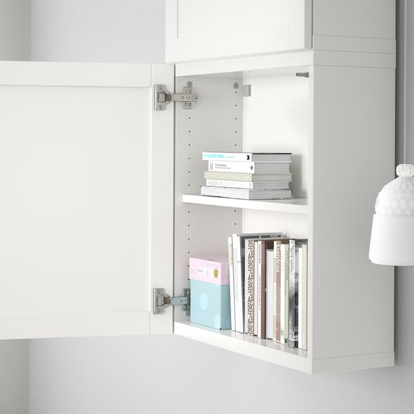 BESTÅ wall cabinet with 2 doors, white/Hanviken white, 60x22x128 cm