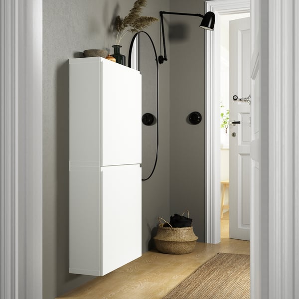 BESTÅ wall cabinet with 2 doors, white/Västerviken white, 60x22x128 cm