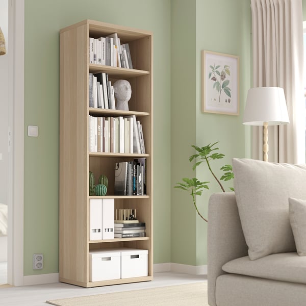BESTÅ shelving unit, with 5 shelves/white stained oak effect, 60x40x193 cm