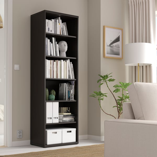 BESTÅ shelving unit, with 5 shelves/black-brown, 60x193x40 cm