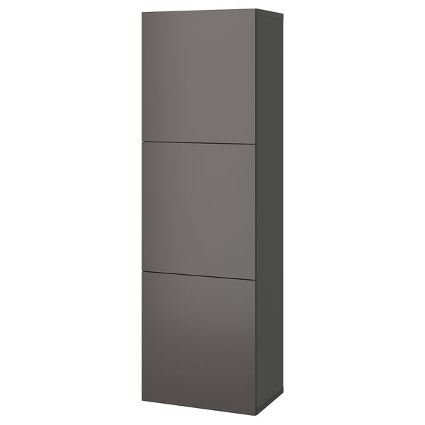 BESTÅ shelf unit with doors, dark grey/Lappviken dark grey, 60x42x193 cm