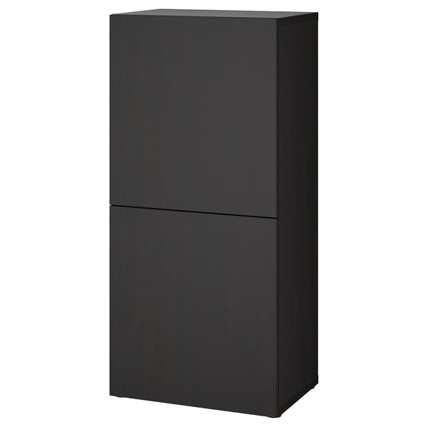 BESTÅ shelf unit with doors, black-brown/Lappviken black-brown, 60x42x129 cm