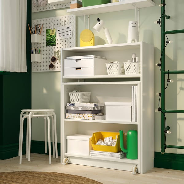 BILLY / BERGSHULT bookcase comb w foldable table, white, 80x106 cm
